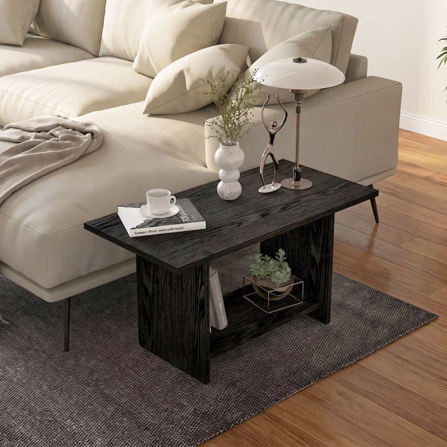 Τραπεζάκι σαλονιού Rema Megapap χρώμα sencron black 80x40x41,8εκ.