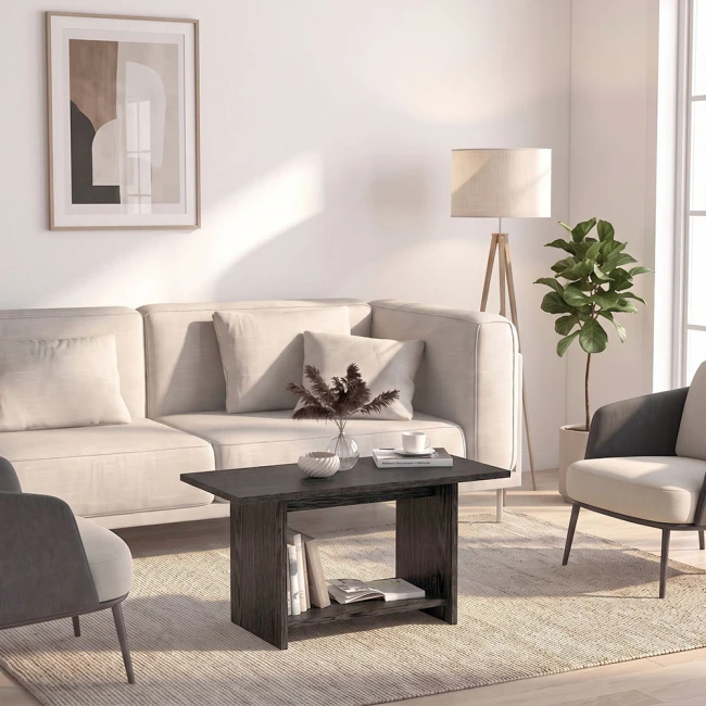 Τραπεζάκι σαλονιού Rema Megapap χρώμα sencron black 80x40x41,8εκ.