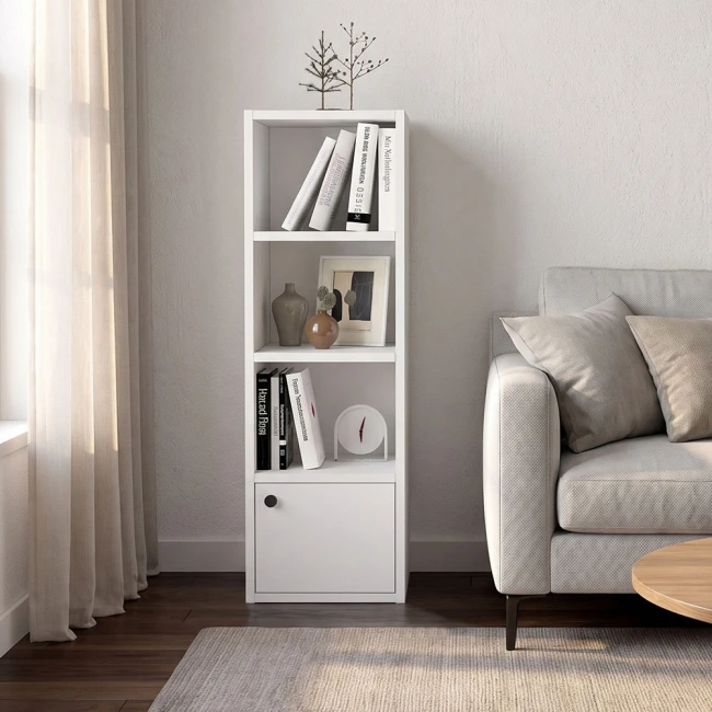 Στήλη - Βιβλιοθήκη Eldorado Megapap χρώμα λευκό 33,2x29,6x100εκ.