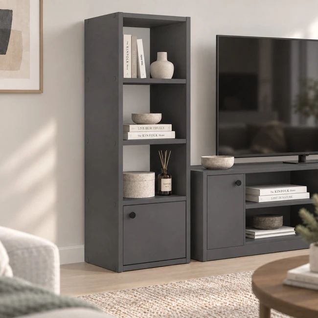 Στήλη - Βιβλιοθήκη Eldorado Megapap χρώμα ανθρακί 33,2x29,6x100εκ.