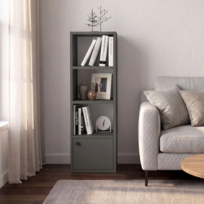Στήλη - Βιβλιοθήκη Eldorado Megapap χρώμα ανθρακί 33,2x29,6x100εκ.