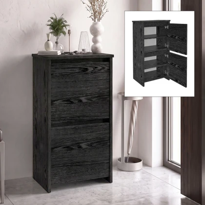 Παπουτσοθήκη Sarpedon Megapap χρώμα sencron black 48x35x91,8εκ.
