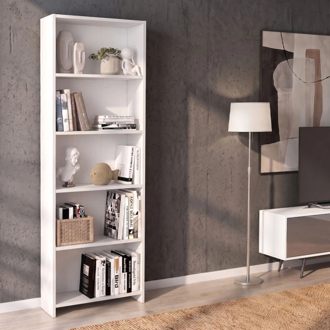 Βιβλιοθήκη Anfisa Megapap χρώμα λευκό 58x22x170εκ.