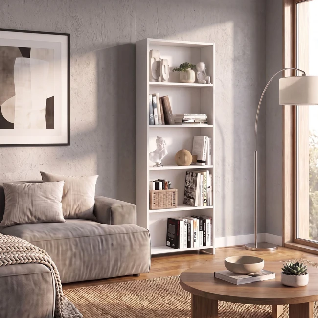 Βιβλιοθήκη Anfisa Megapap χρώμα λευκό 58x22x170εκ.