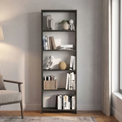 Βιβλιοθήκη Anfisa Megapap χρώμα ανθρακί 58x22x170εκ.