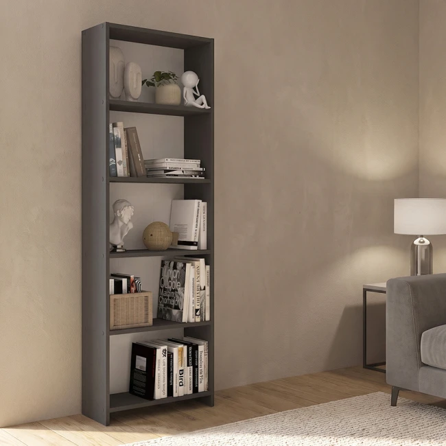 Βιβλιοθήκη Anfisa Megapap χρώμα ανθρακί 58x22x170εκ.