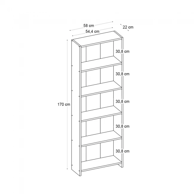 Βιβλιοθήκη Anfisa Megapap χρώμα ανθρακί 58x22x170εκ.