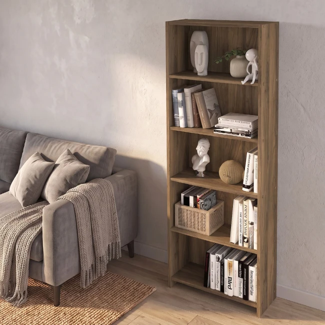 Βιβλιοθήκη Anfisa Megapap χρώμα καρυδί 58x22x170εκ.
