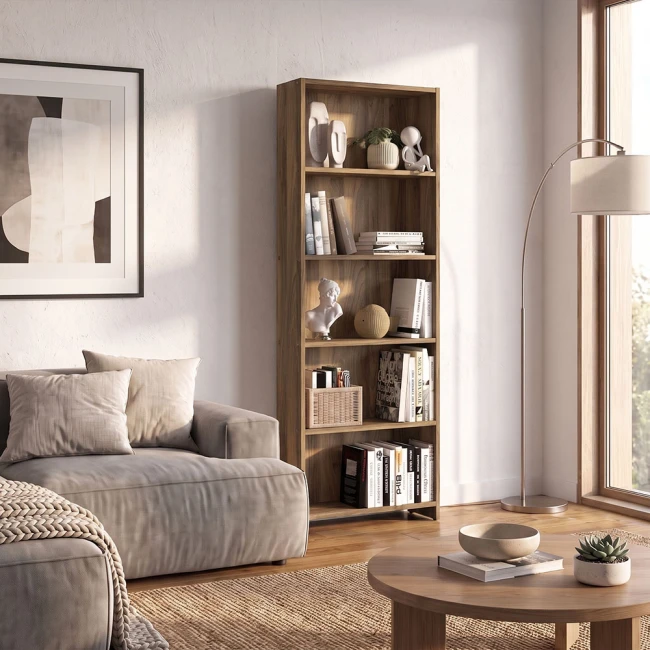 Βιβλιοθήκη Anfisa Megapap χρώμα καρυδί 58x22x170εκ.