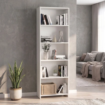 Βιβλιοθήκη Alantos Megapap χρώμα λευκό 60x29,6x180εκ.