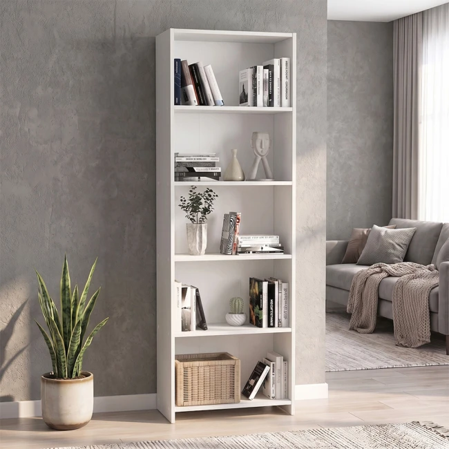 Βιβλιοθήκη Alantos Megapap χρώμα λευκό 60x29,6x180εκ.