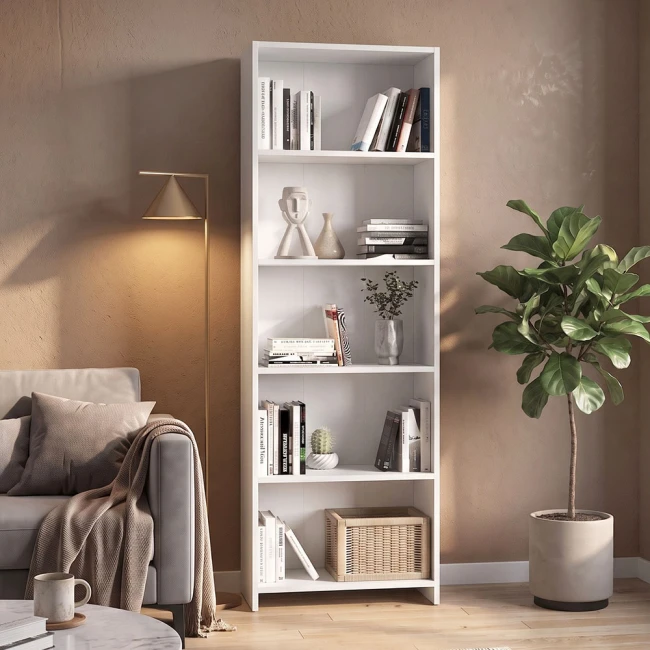 Βιβλιοθήκη Alantos Megapap χρώμα λευκό 60x29,6x180εκ.