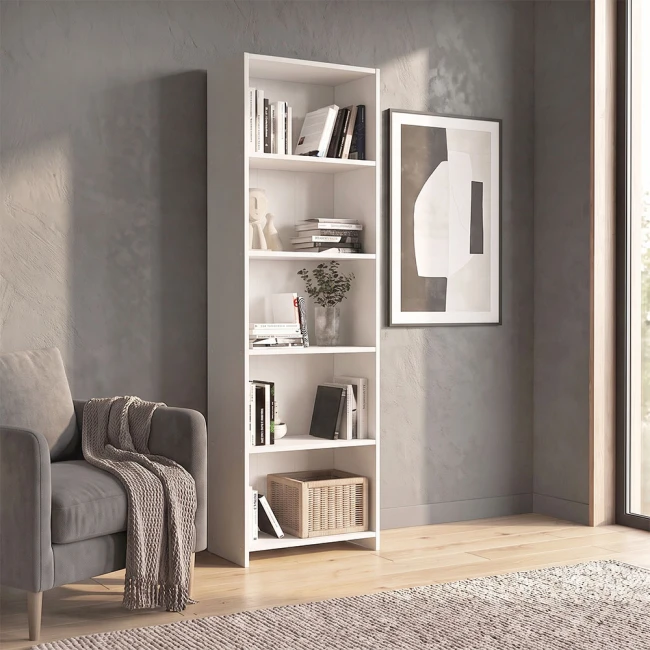 Βιβλιοθήκη Alantos Megapap χρώμα λευκό 60x29,6x180εκ.
