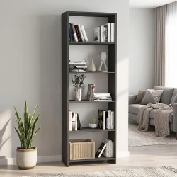 Βιβλιοθήκη Alantos Megapap χρώμα ανθρακί 60x29,6x180εκ.