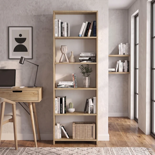 Βιβλιοθήκη Alantos Megapap χρώμα sapphire oak 60x29,6x180εκ.