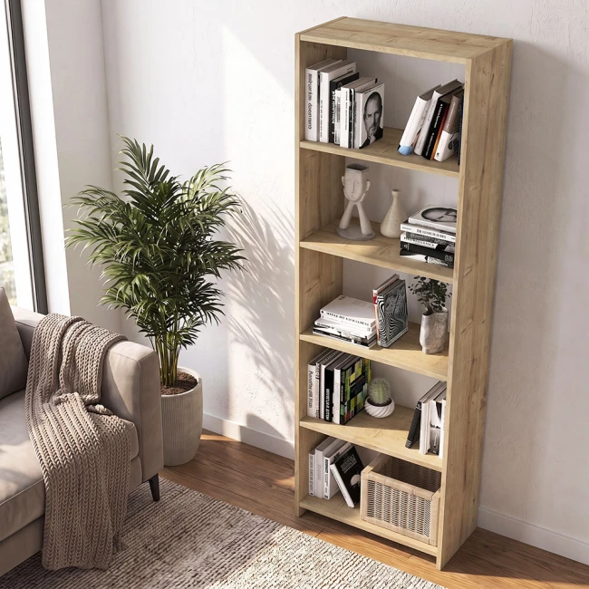 Βιβλιοθήκη Alantos Megapap χρώμα sapphire oak 60x29,6x180εκ.