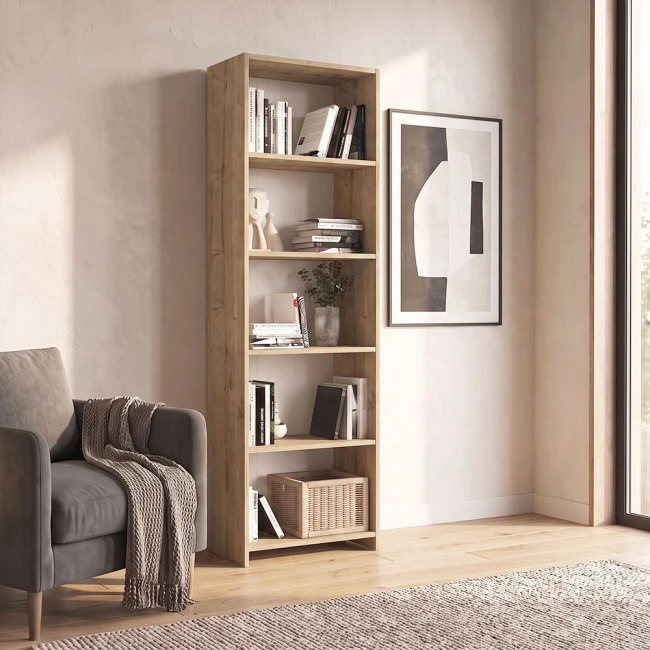 Βιβλιοθήκη Alantos Megapap χρώμα sapphire oak 60x29,6x180εκ.