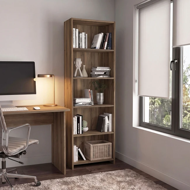 Βιβλιοθήκη Alantos Megapap χρώμα καρυδί 60x29,6x180εκ.