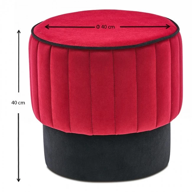 Σκαμπώ Rose Megapap βελούδινο χρώμα κόκκινο 40x40x40εκ.