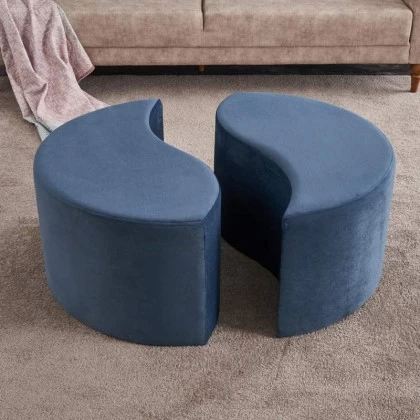 Σκαμπώ Alis Megapap βελούδινο χρώμα μπλε 80x80x40εκ. Σκαμπώ Alis Megapap βελούδινο χρώμα μπλε 80x80x40εκ.