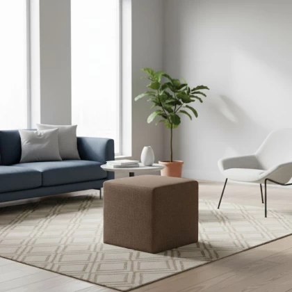 Σκαμπώ Kare Megapap υφασμάτινο χρώμα καφέ 40x40x40εκ. Σκαμπώ Kare Megapap υφασμάτινο χρώμα καφέ 40x40x40εκ.