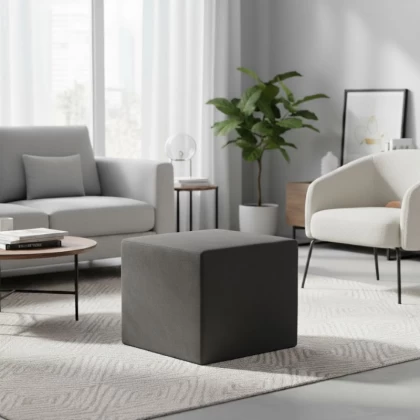 Σκαμπώ April Megapap βελούδινο χρώμα γκρι 40x40x40εκ. Σκαμπώ April Megapap βελούδινο χρώμα γκρι 40x40x40εκ.