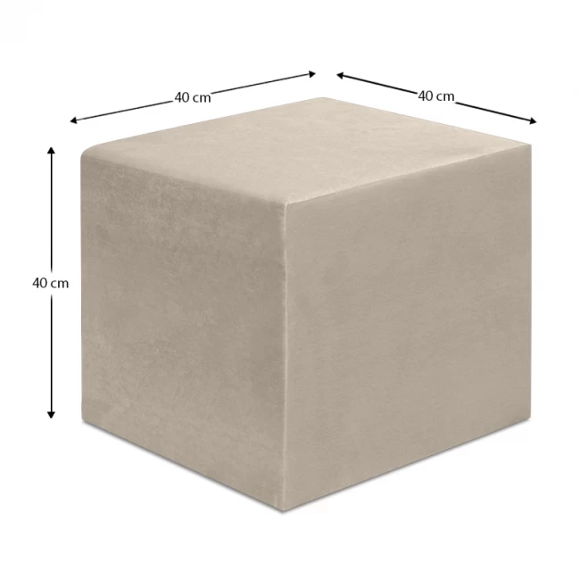 Σκαμπώ April Megapap βελούδινο χρώμα μπεζ 40x40x40εκ.