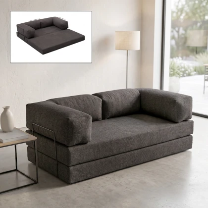 Καναπές - κρεβάτι Comfort Megapap τριθέσιος υφασμάτινος χρώμα ανθρακί 190x95x75εκ.