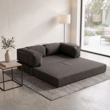 Καναπές - κρεβάτι Comfort Megapap τριθέσιος υφασμάτινος χρώμα ανθρακί 190x95x75εκ.