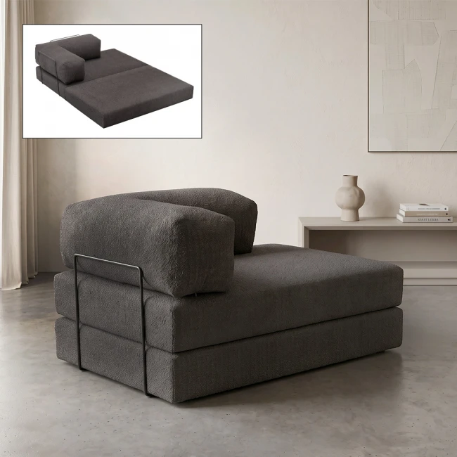 Καναπές - κρεβάτι Comfort Megapap διθέσιος υφασμάτινος χρώμα ανθρακί 140x95x75εκ.