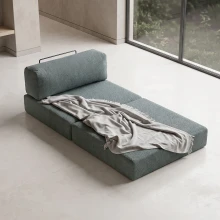 Πολυθρόνα - κρεβάτι Comfort Megapap υφασμάτινη χρώμα μέντα 95x95x75εκ.
