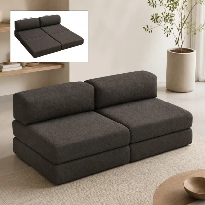 Καναπές - κρεβάτι Comfort Megapap τριθέσιος υφασμάτινος χρώμα ανθρακί 190x95x75εκ.