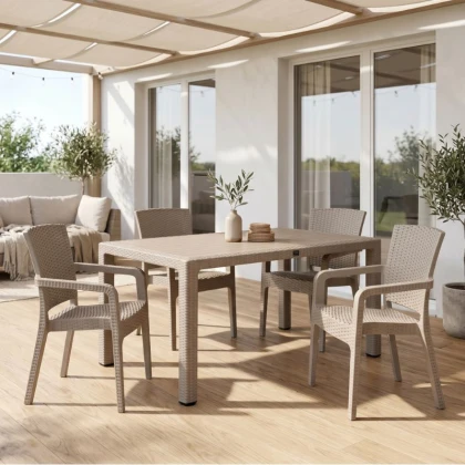 Τραπέζι πολυπροπυλενίου Kalan Megapap χρώμα cappuccino 150x90x75εκ.