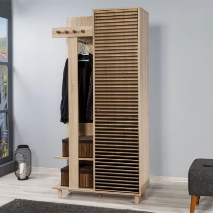 Έπιπλο εισόδου Soho Megapap χρώμα sonoma 90x36x194εκ. Έπιπλο εισόδου Soho Megapap χρώμα sonoma 90x36x194εκ.