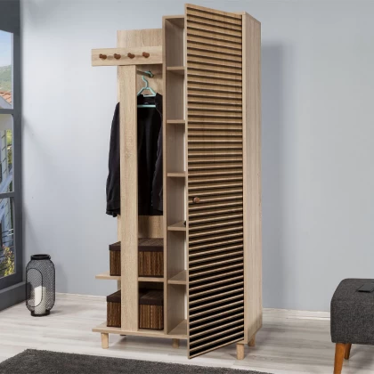 Έπιπλο εισόδου Soho Megapap χρώμα sonoma 90x36x194εκ. Έπιπλο εισόδου Soho Megapap χρώμα sonoma 90x36x194εκ.