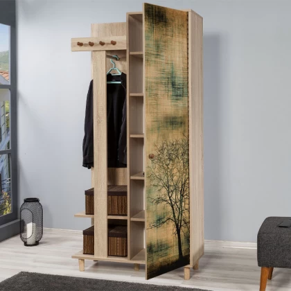 Έπιπλο εισόδου Soho Megapap χρώμα sonoma 90x36x194εκ. Έπιπλο εισόδου Soho Megapap χρώμα sonoma 90x36x194εκ.