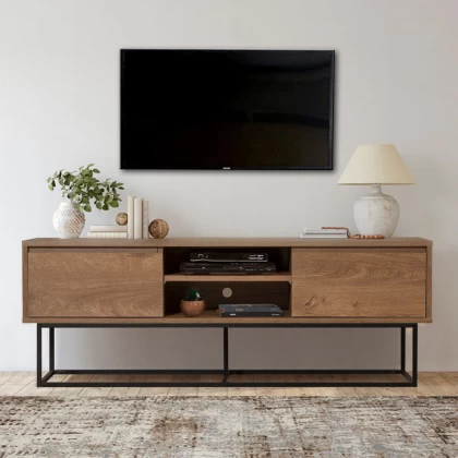 Έπιπλο τηλεόρασης Amedeo Megapap χρώμα καρυδί 140x40x50εκ. Έπιπλο τηλεόρασης Amedeo Megapap χρώμα καρυδί 140x40x50εκ.