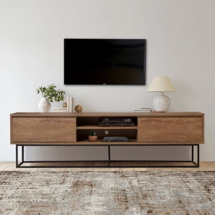 Έπιπλο τηλεόρασης Amedeo Megapap χρώμα καρυδί 180x40x50εκ. Έπιπλο τηλεόρασης Amedeo Megapap χρώμα καρυδί 180x40x50εκ.