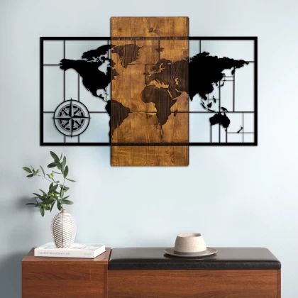 Διακοσμητικό τοίχου World Map Megapap ξύλινο - μεταλλικό χρώμα καρυδί - μαύρο 85x3x58εκ. Διακοσμητικό τοίχου World Map Megapap ξύλινο - μεταλλικό χρώμα καρυδί - μαύρο 85x3x58εκ.