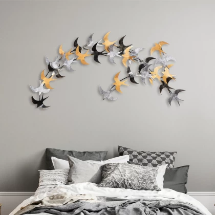 Διακοσμητικό τοίχου Birds Megapap μεταλλικό χρώμα μαύρο - bronze - ασημί 137x62εκ. Διακοσμητικό τοίχου Birds Megapap μεταλλικό χρώμα μαύρο - bronze - ασημί 137x62εκ.