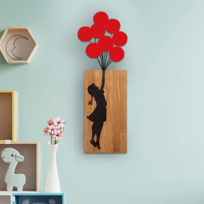 Διακοσμητικό τοίχου Girl with Balloons Megapap ξύλινο - μεταλλικό χρώμα καρυδί - κόκκινο 36x3x100εκ. Διακοσμητικό τοίχου Girl with Balloons Megapap ξύλινο - μεταλλικό χρώμα καρυδί - κόκκινο 36x3x100εκ.