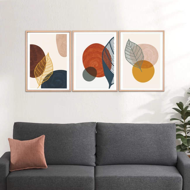 Πίνακας "Circles" Megapap 3 τμχ. σε ξύλινη κορνίζα 50x70x2,5εκ. Πίνακας "Circles" Megapap 3 τμχ. σε ξύλινη κορνίζα 50x70x2,5εκ.