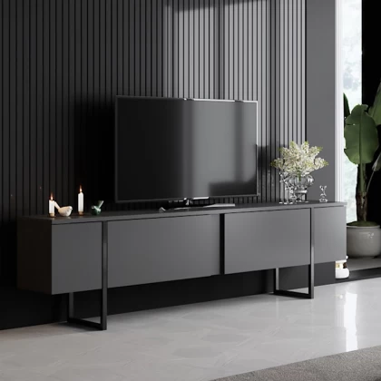 Έπιπλο τηλεόρασης Luxe Megapap χρώμα ανθρακί 180x30x50εκ. Έπιπλο τηλεόρασης Luxe Megapap χρώμα ανθρακί 180x30x50εκ.