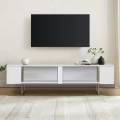 Έπιπλο τηλεόρασης Luxe Megapap χρώμα λευκό - χρυσό 180x30x50εκ.