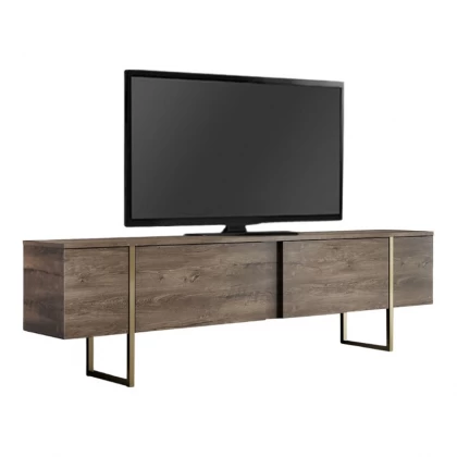 Έπιπλο τηλεόρασης Luxe Megapap χρώμα καρυδί - χρυσό 180x30x50εκ. Έπιπλο τηλεόρασης Luxe Megapap χρώμα καρυδί - χρυσό 180x30x50εκ.