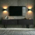 Έπιπλο τηλεόρασης Luxe Megapap χρώμα black wood 180x30x50εκ.