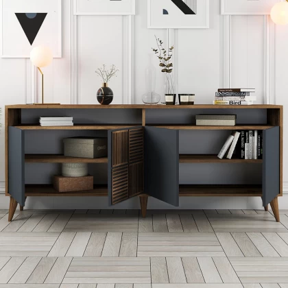 Μπουφές Milan Megapap χρώμα καρυδί - ανθρακί 180x35x78,6εκ. Μπουφές Milan Megapap χρώμα καρυδί - ανθρακί 180x35x78,6εκ.