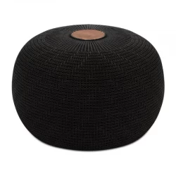 Σκαμπό - Πουφ Knit Megapap πλεκτό χρώμα μαύρο Φ47x35εκ.