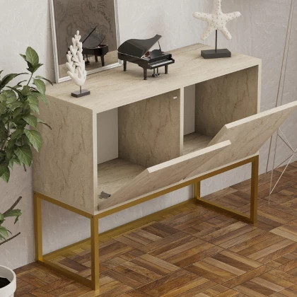 Κονσόλα - Μπουφές Zermat Megapap χρώμα μπεζ travertine - χρυσό 90x34x70εκ. Κονσόλα - Μπουφές Zermat Megapap χρώμα μπεζ travertine - χρυσό 90x34x70εκ.