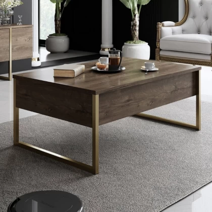 Τραπεζάκι σαλονιού Luxe Megapap χρώμα καρυδί - χρυσό 90x60x40εκ. Τραπεζάκι σαλονιού Luxe Megapap χρώμα καρυδί - χρυσό 90x60x40εκ.